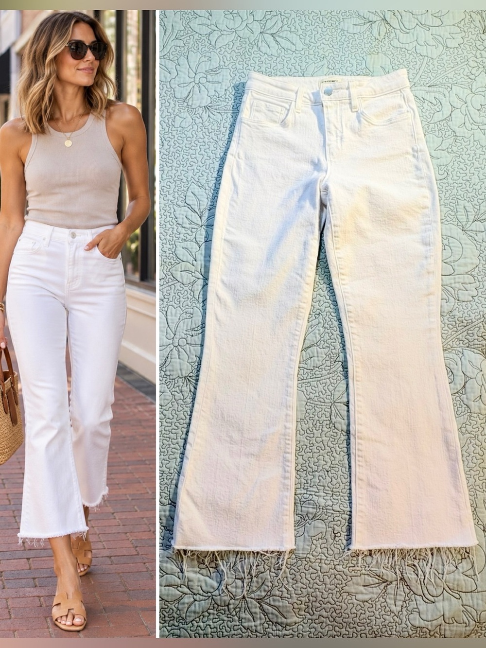 💥L’AGENCE Kendra High Rise Cropped Flare Jeans Blanc White Raw Hem Sz 24💛